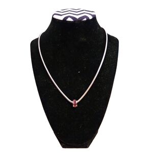 Silver Necklace with Purple Amethyst Gem Accent